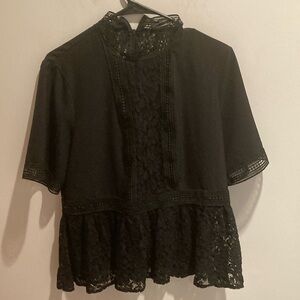 Elegant Black Lace Women's Top